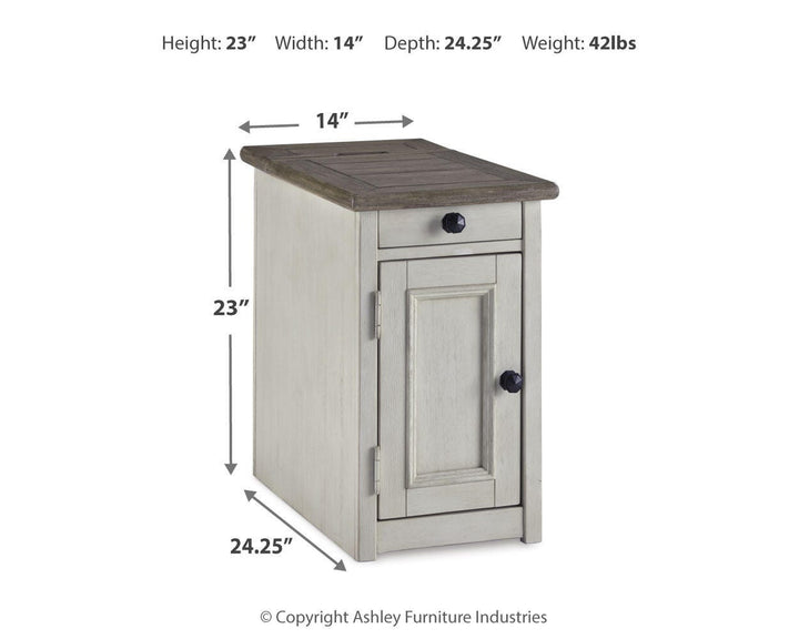 Bolanburg Chairside End Table with USB Ports &amp; Outlets - White (4)