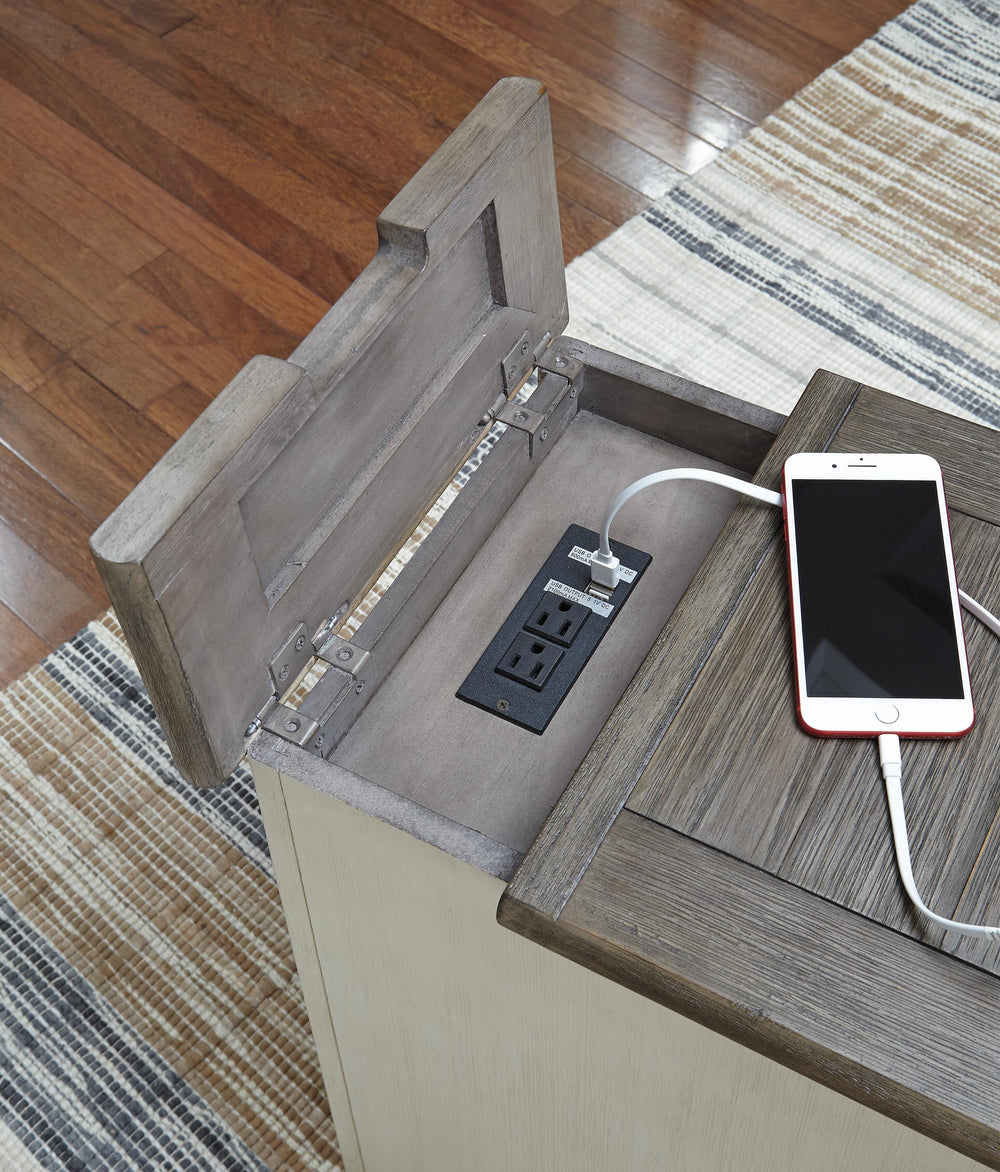 Bolanburg Chairside End Table with USB Ports & Outlets - White (3)