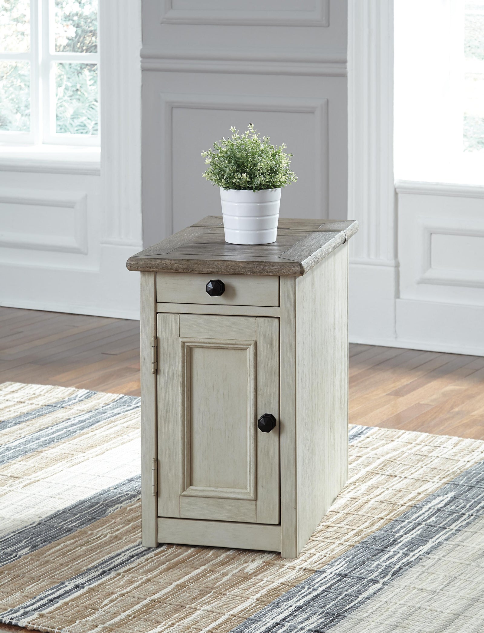 Bolanburg Chairside End Table with USB Ports & Outlets - White (2)