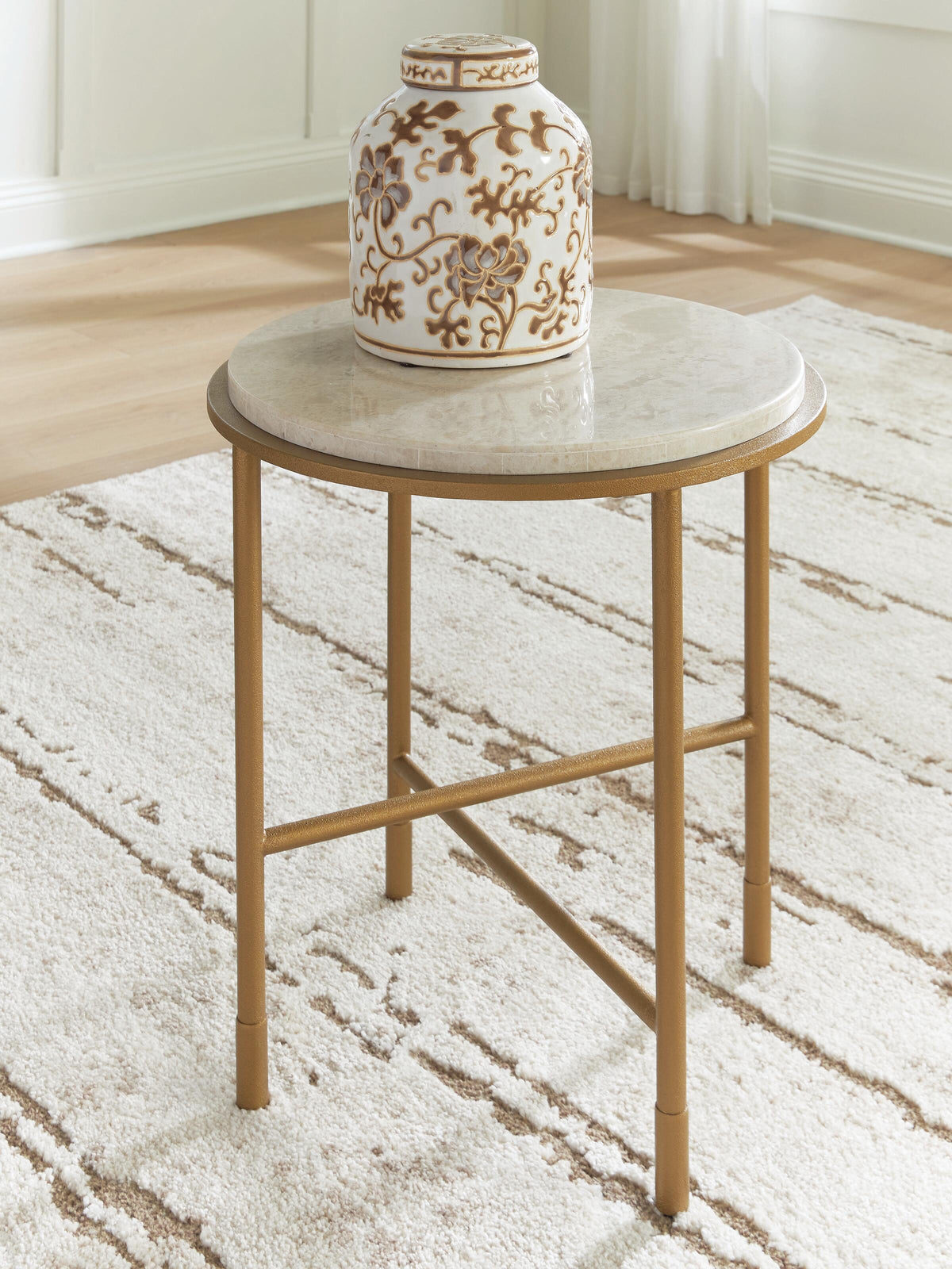 Alben End Table - Antique Gold (2)