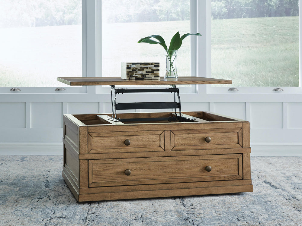 Sharlance Lift-Top Coffee Table - Light Brown (8)