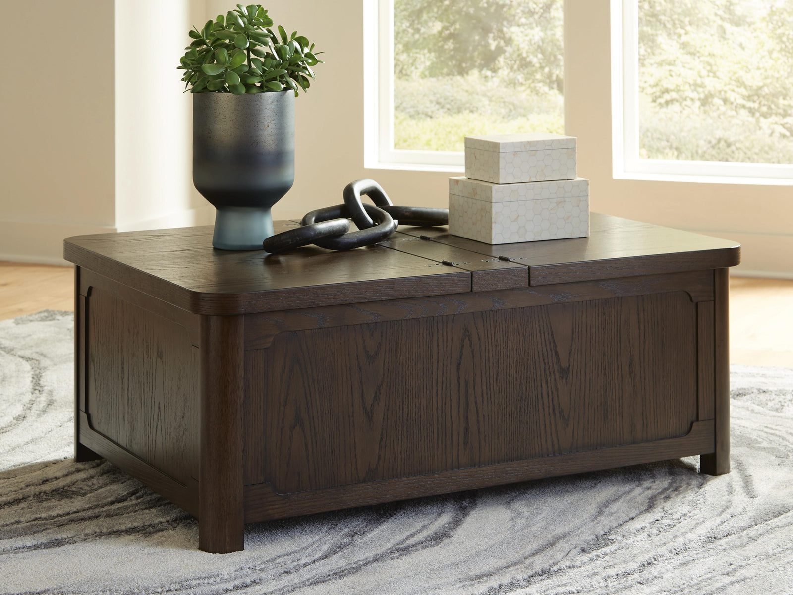 Breckington Coffee Table With Storage - Dark Brown (2)