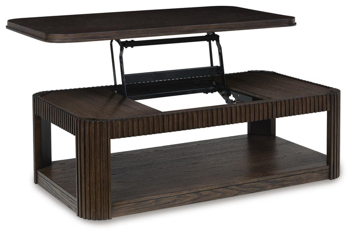 Carlibrie Lift-Top Coffee Table - Dark Brown (3)