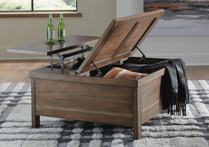 Moriville Lift-Top Coffee Table - Dark Brown (6)
