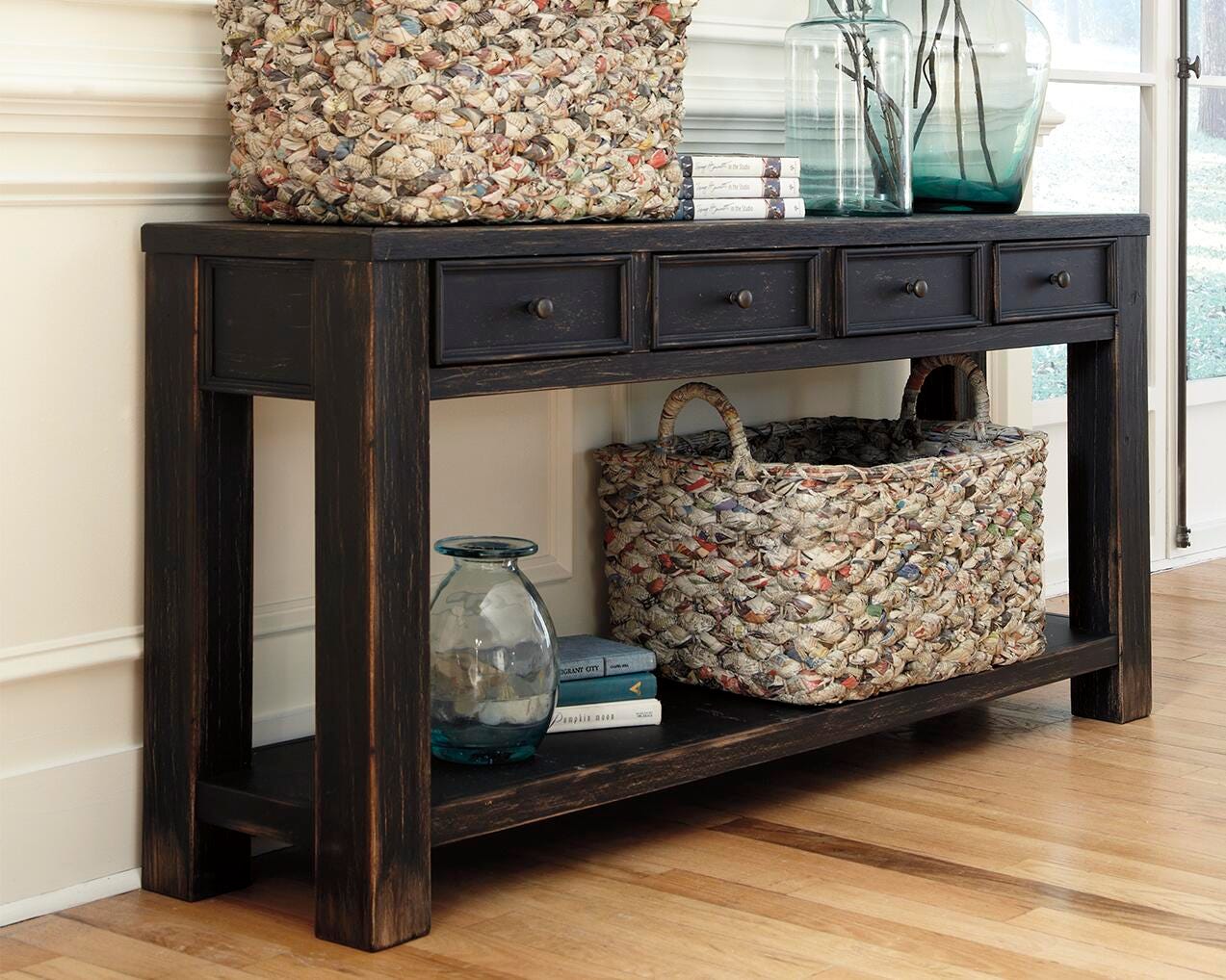Gavelston Sofa/Console Table - Black (2)