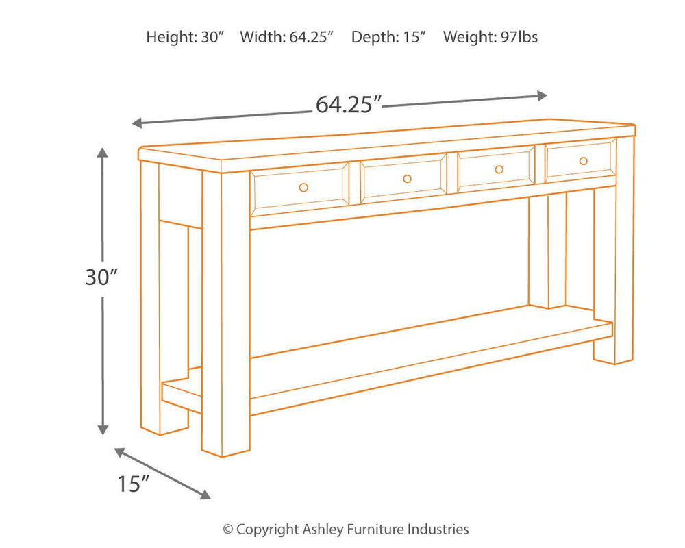 Gavelston Sofa/Console Table - Black (4)