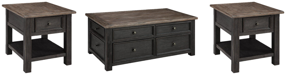 Tyler Creek Coffee Table and 2 End Tables - Grayish Brown/Black (1)