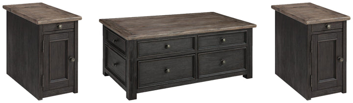 Tyler Creek Coffee Table and 2 Chairside End Tables - Grayish Brown/Black (1)