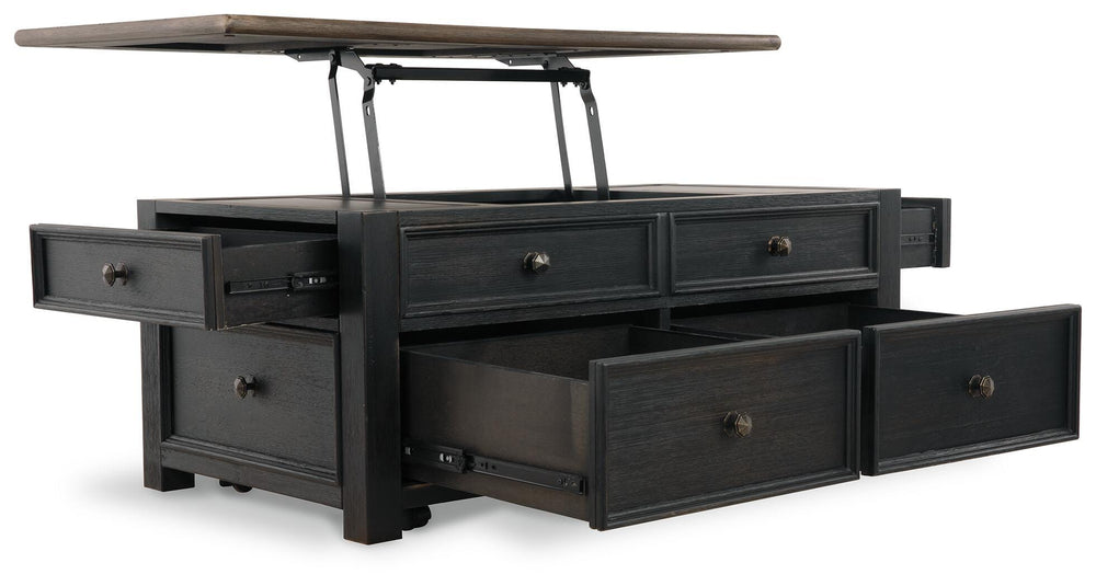 Tyler Creek Coffee Table and 2 End Tables with Console - Grayish Brown/Black (16)