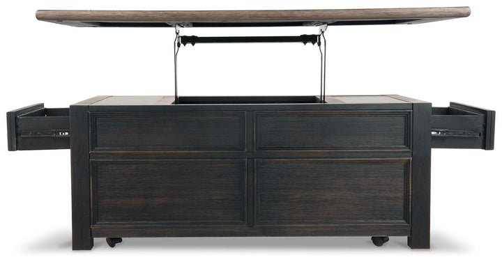 Tyler Creek Coffee Table and 2 End Tables with Console - Grayish Brown/Black (20)