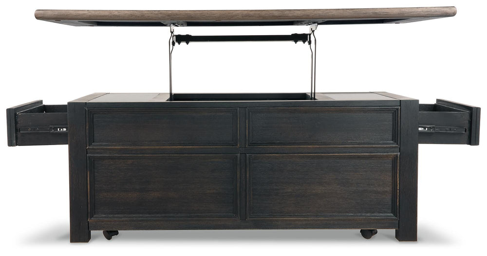 Tyler Creek Coffee Table and 2 End Tables with Console - Grayish Brown/Black (20)