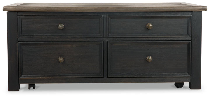 Tyler Creek Coffee Table and 2 End Tables with Console - Grayish Brown/Black (13)