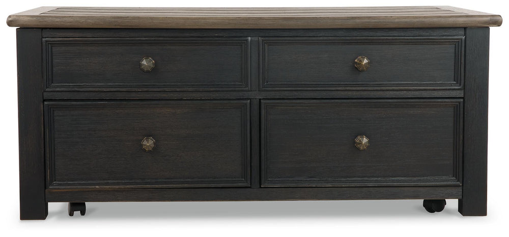 Tyler Creek Coffee Table and 2 End Tables with Console - Grayish Brown/Black (13)