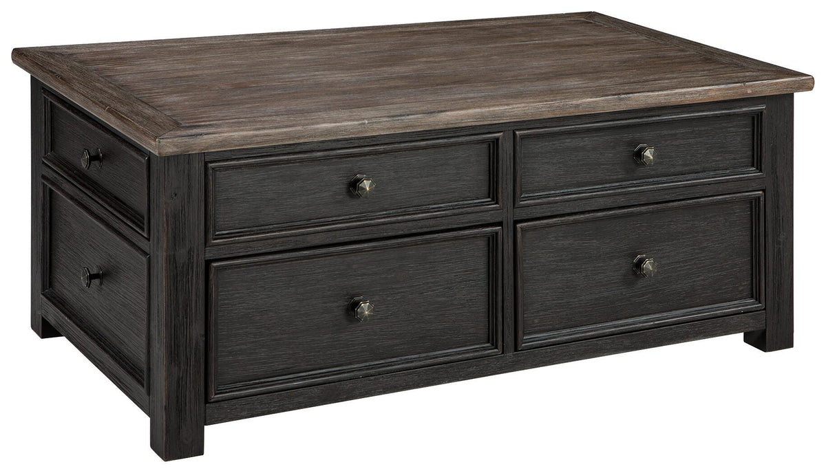 Tyler Creek Coffee Table and 2 Chairside End Tables - Grayish Brown/Black (2)