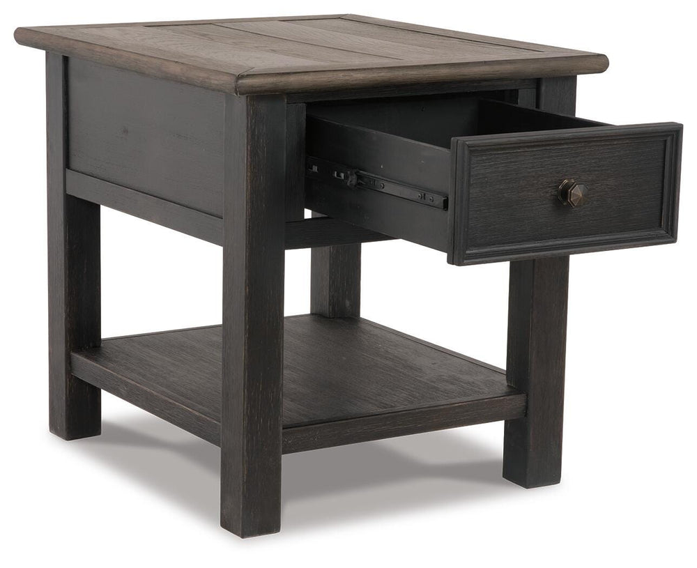 Tyler Creek Coffee Table and 2 End Tables with Console - Grayish Brown/Black (4)