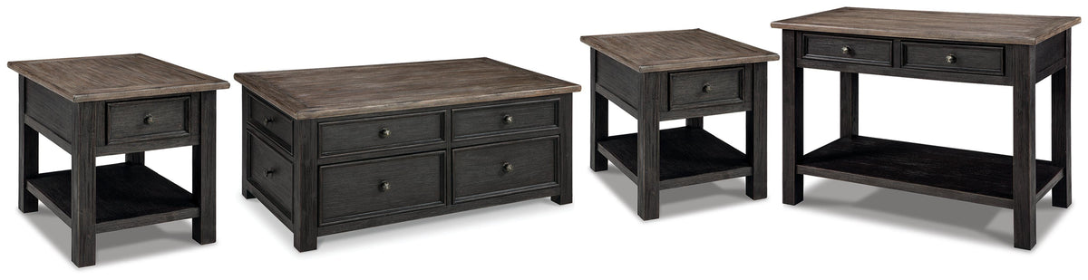 Tyler Creek Coffee Table and 2 End Tables with Console - Grayish Brown/Black (1)