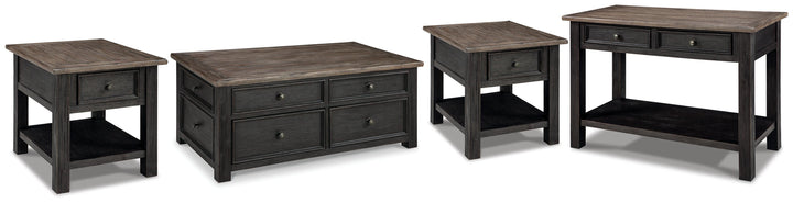 Tyler Creek Coffee Table and 2 End Tables with Console - Grayish Brown/Black (1)