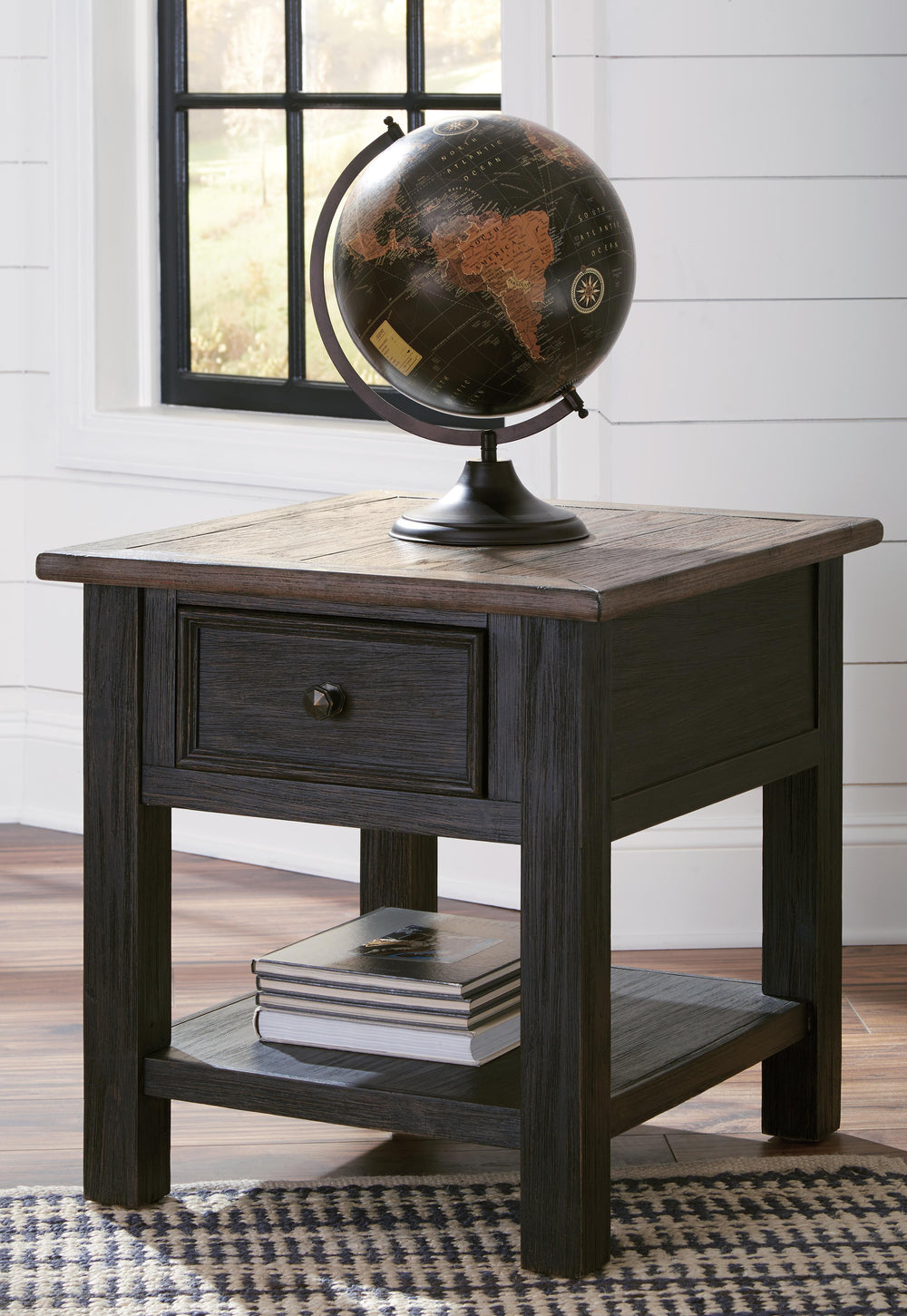 Tyler Creek Coffee Table and 2 End Tables with Console - Grayish Brown/Black (22)