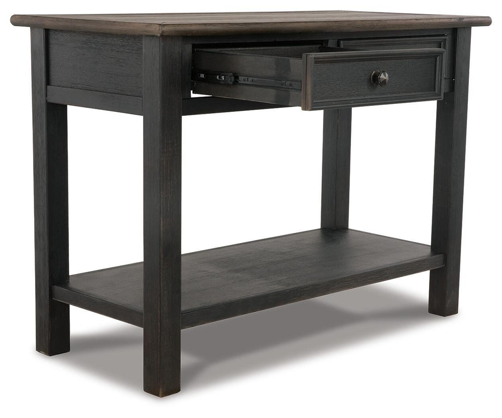 Tyler Creek Coffee Table and 2 End Tables with Console - Grayish Brown/Black (9)