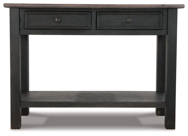 Tyler Creek Coffee Table and 2 End Tables with Console - Grayish Brown/Black (7)