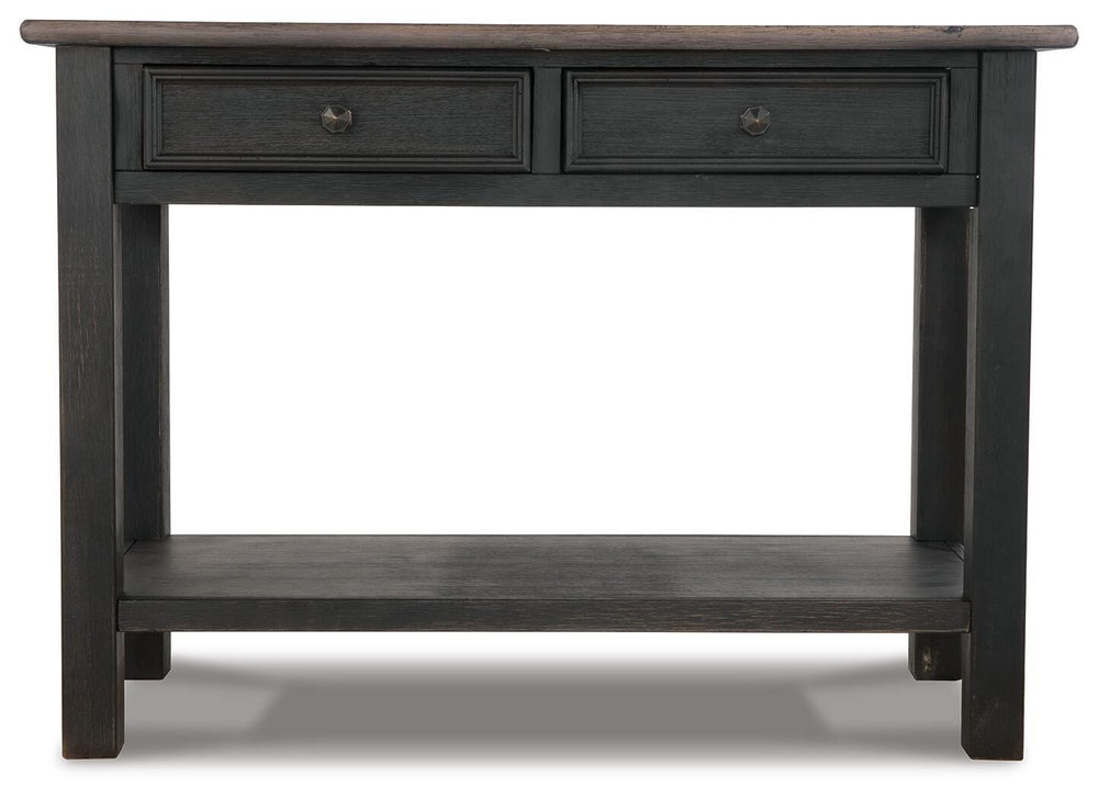 Tyler Creek Coffee Table and 2 End Tables with Console - Grayish Brown/Black (7)