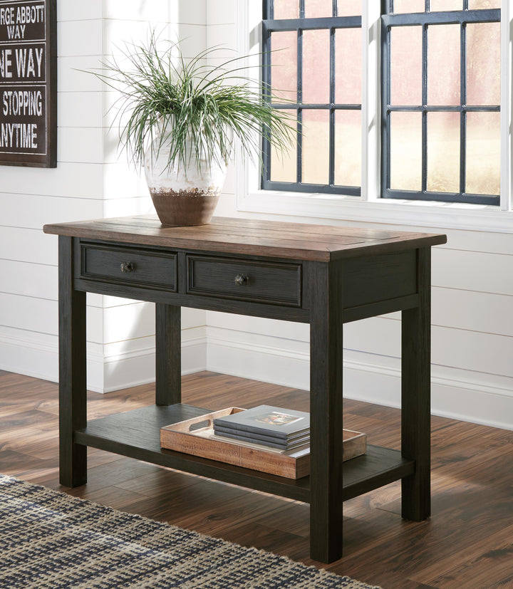 Tyler Creek Coffee Table and 2 End Tables with Console - Grayish Brown/Black (23)
