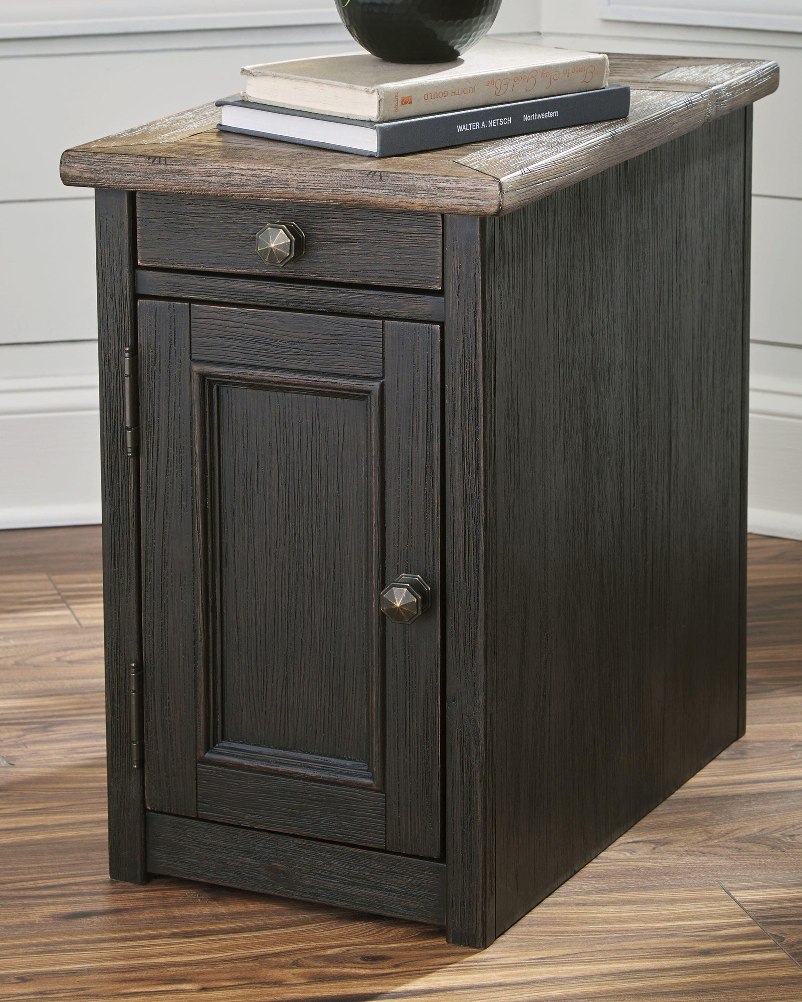 Tyler Creek Chairside End Table with USB Ports & Outlets - Black (2)