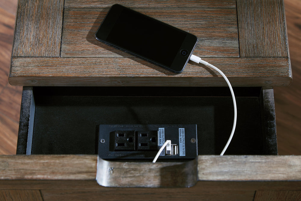 Tyler Creek Chairside End Table with USB Ports & Outlets - Black (12)