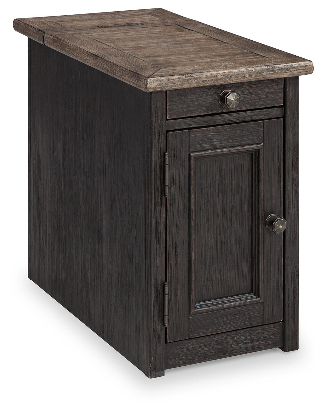 Tyler Creek Chairside End Table with USB Ports & Outlets - Black (1)
