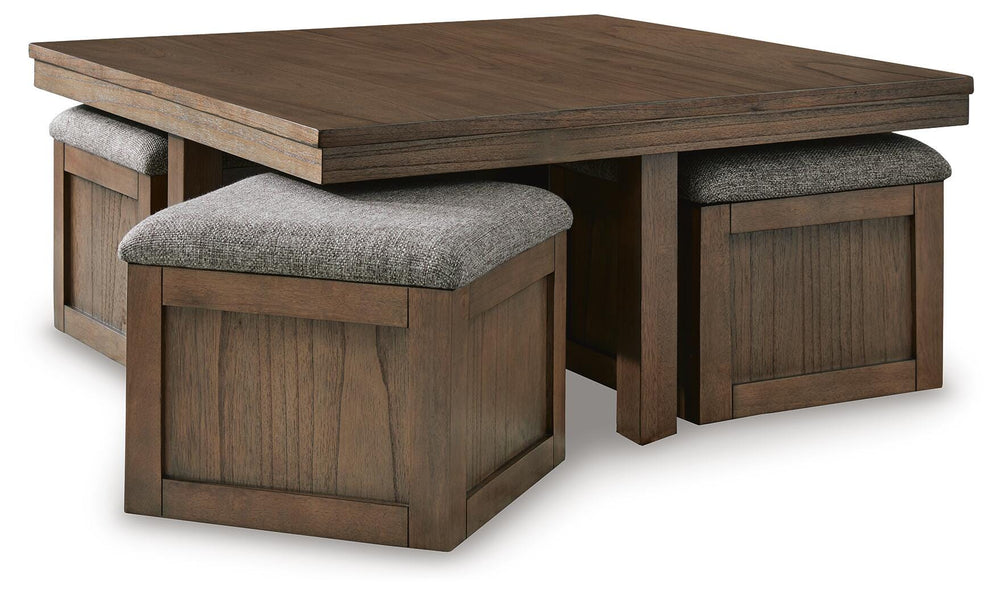 Boardernest Coffee Table with 4 Stools - Dark Brown (3)