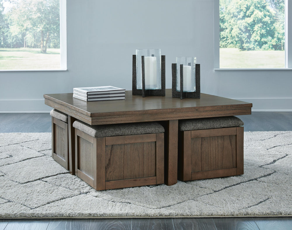 Boardernest Coffee Table with 4 Stools - Dark Brown (2)
