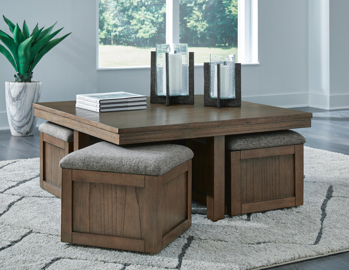 Boardernest Coffee Table with 4 Stools - Dark Brown (5)