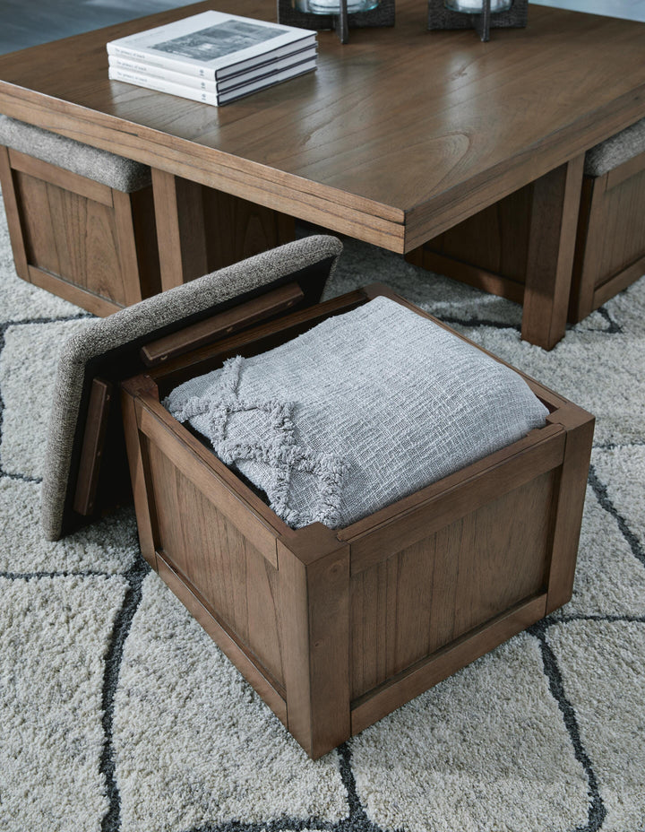 Boardernest Coffee Table with 4 Stools - Dark Brown (6)