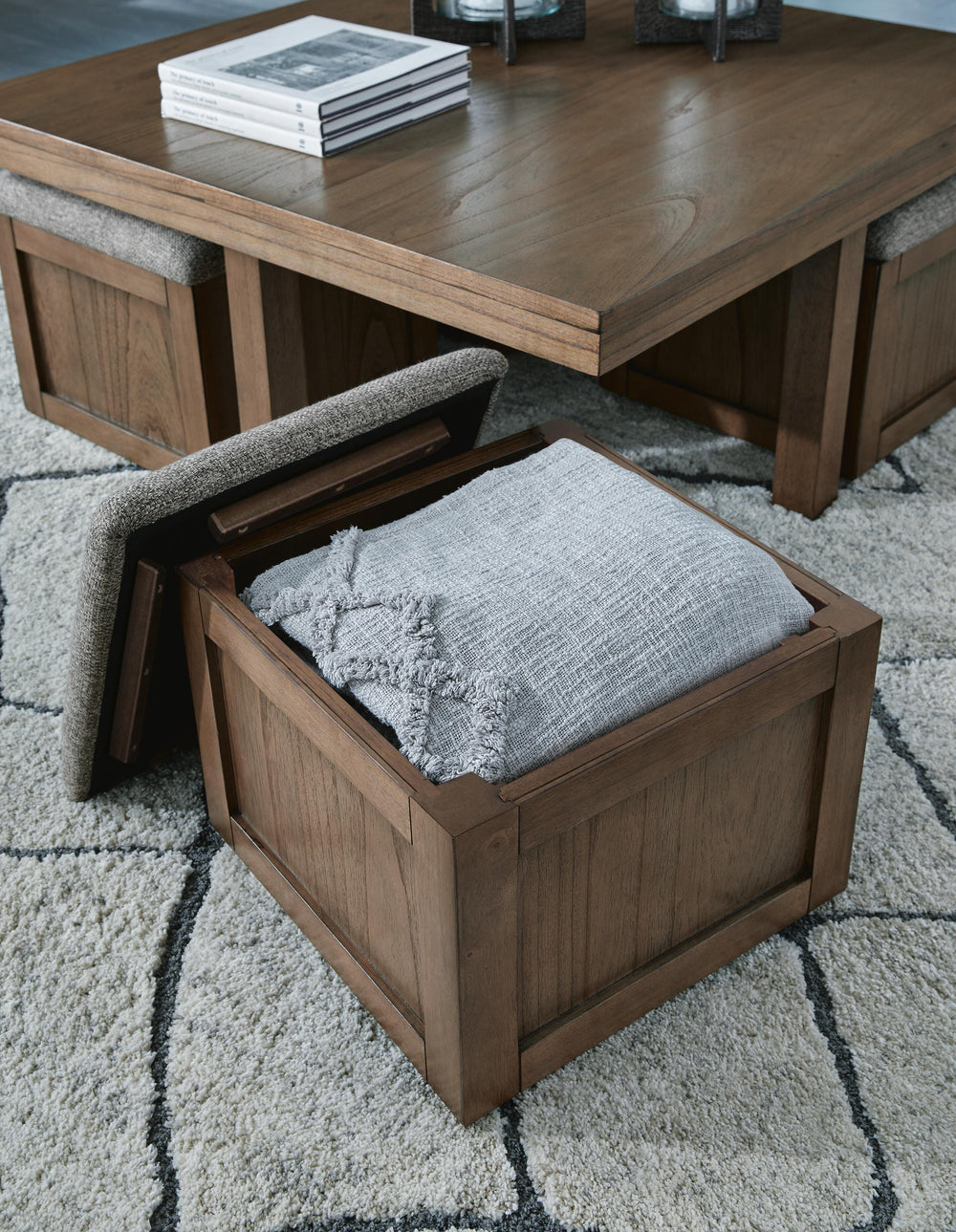 Boardernest Coffee Table with 4 Stools - Dark Brown (6)