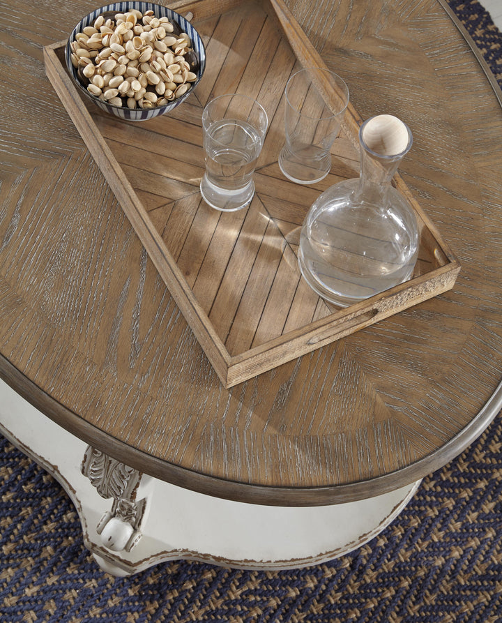 Realyn Coffee Table and 2 End Tables - White/Brown (8)