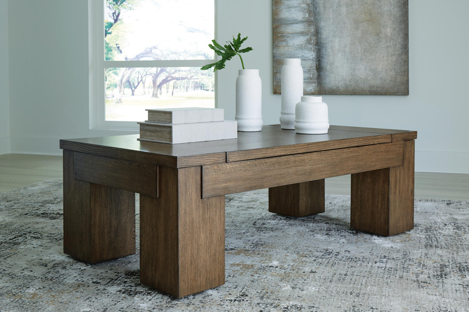 Rosswain Lift-Top Coffee Table - Dark Brown (2)