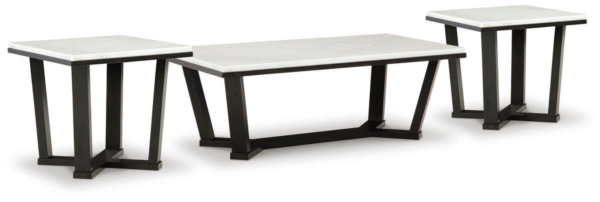 Fostead Coffee Table and 2 Ends - White/Espresso (1)