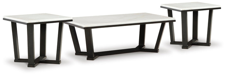 Fostead Coffee Table and 2 Ends - White/Espresso (1)
