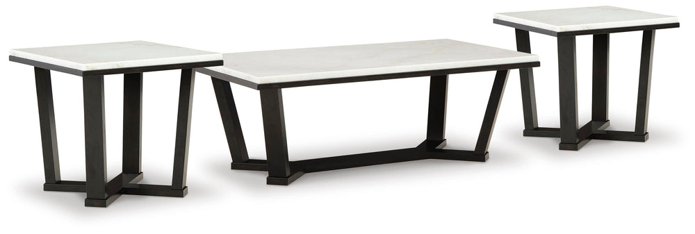 Fostead Coffee Table and 2 Ends - White/Espresso (1)