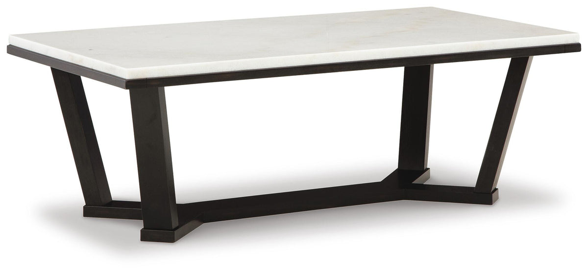 Fostead Coffee Table and 2 Ends - White/Espresso (2)
