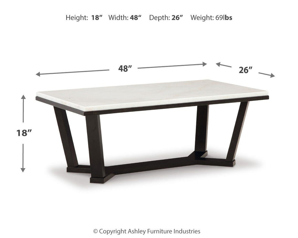 Fostead Coffee Table and 2 Ends - White/Espresso (9)