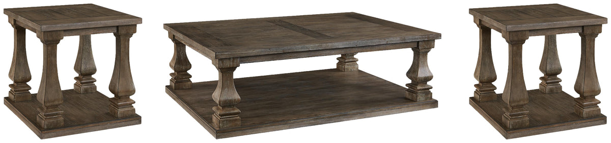 Johnelle Coffee Table and 2 End Tables - Gray (1)
