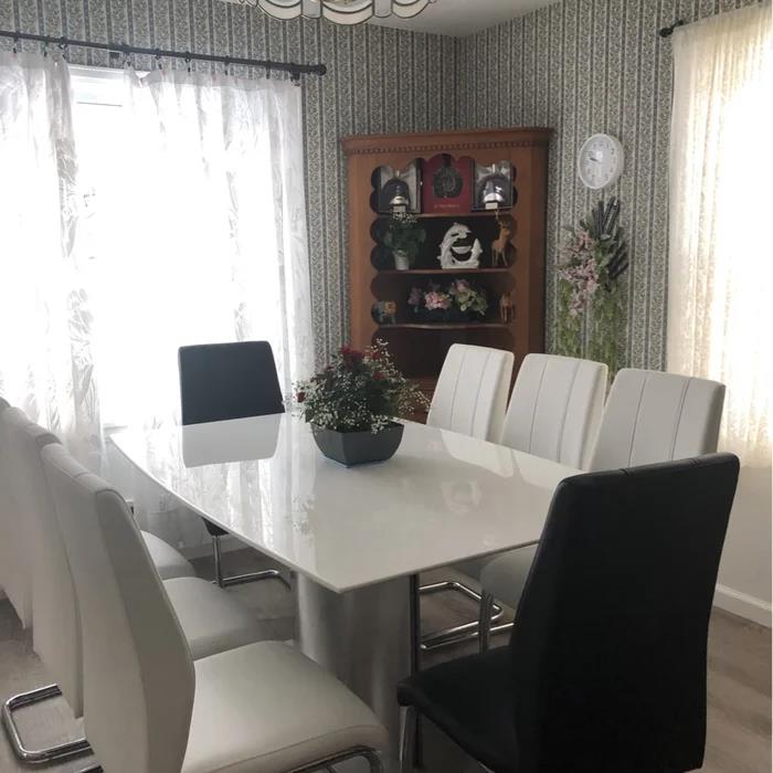 Marble Dining Table with Stainless Steel Base