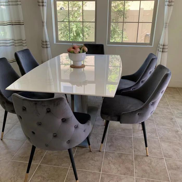 Marble Dining Table with Stainless Steel Base