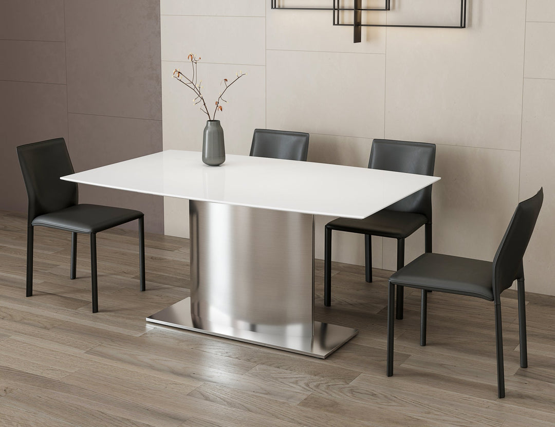 Marble Dining Table with Stainless Steel Base