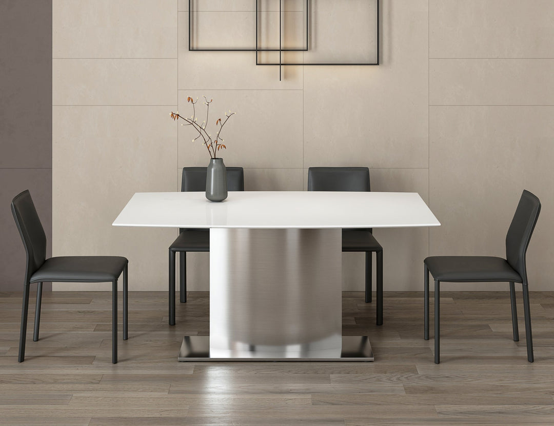 Marble Dining Table with Stainless Steel Base