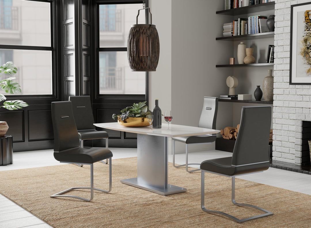 Marble Dining Table with Stainless Steel Base