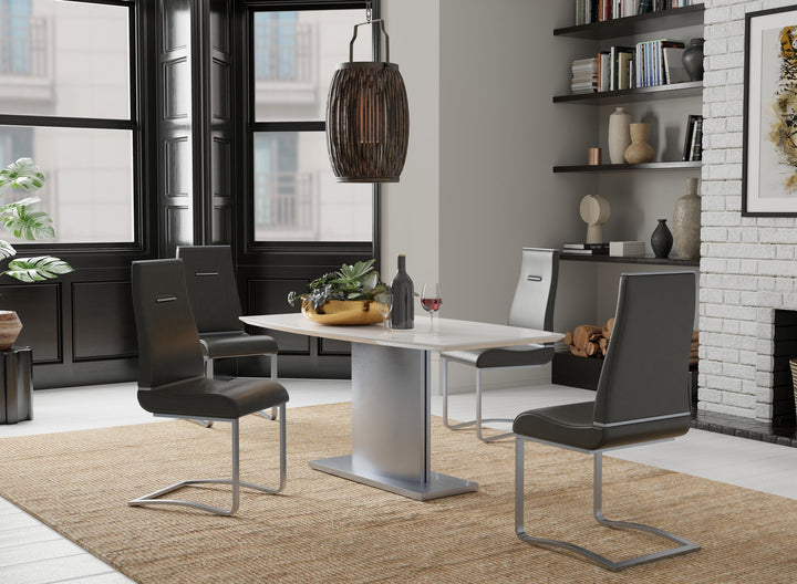 Marble Dining Table with Stainless Steel Base