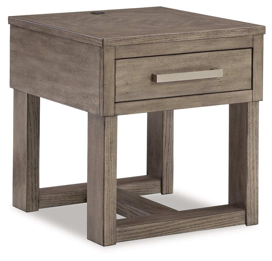 Loyaska End Table - Grayish Brown/White (1)