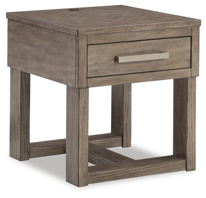 Loyaska End Table - Grayish Brown/White (1)